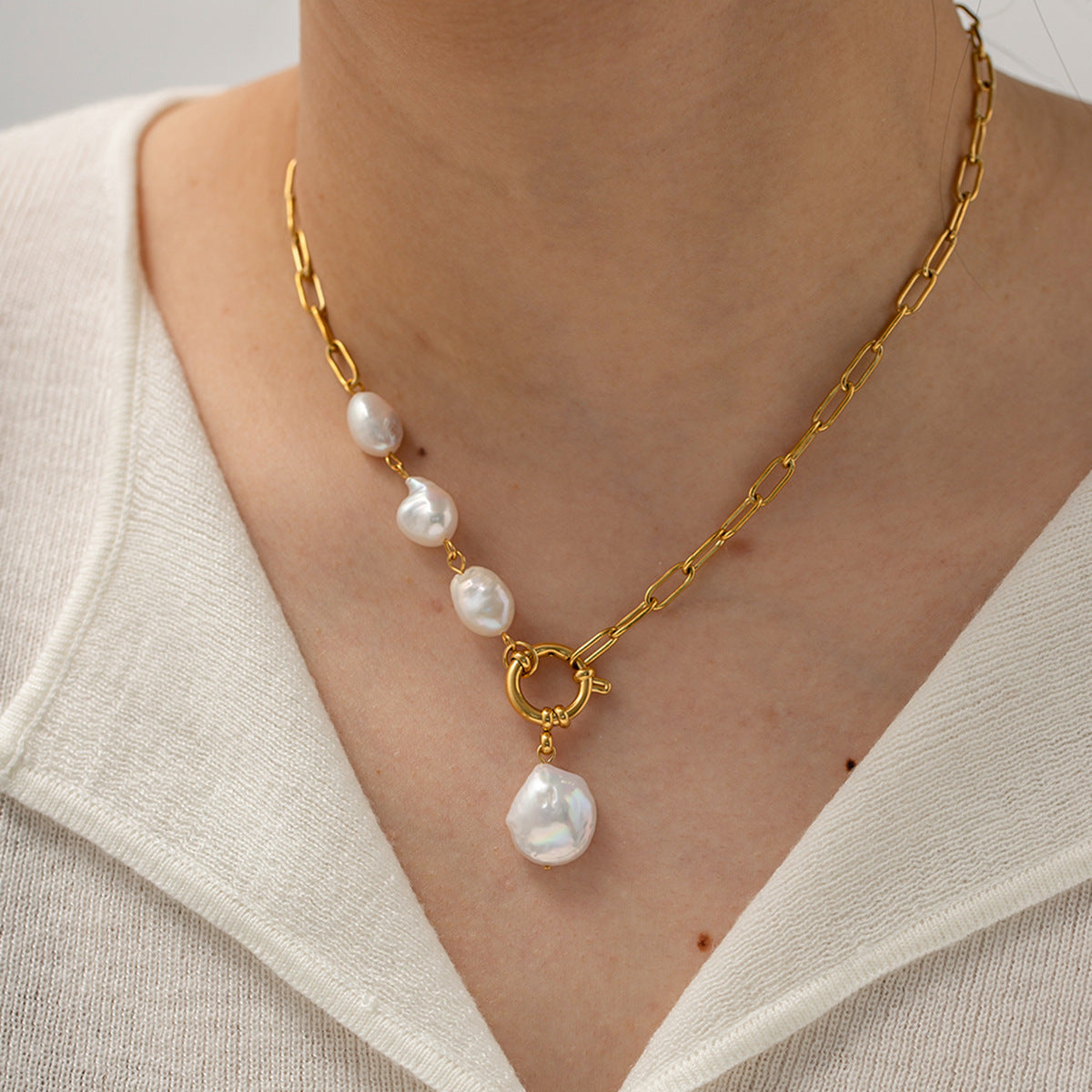 Gold Multi-Style Necklace Set - Pearl/Cross/Heart/Star Pendants (Snake/Curb Chain) Statement Jewelry for Women