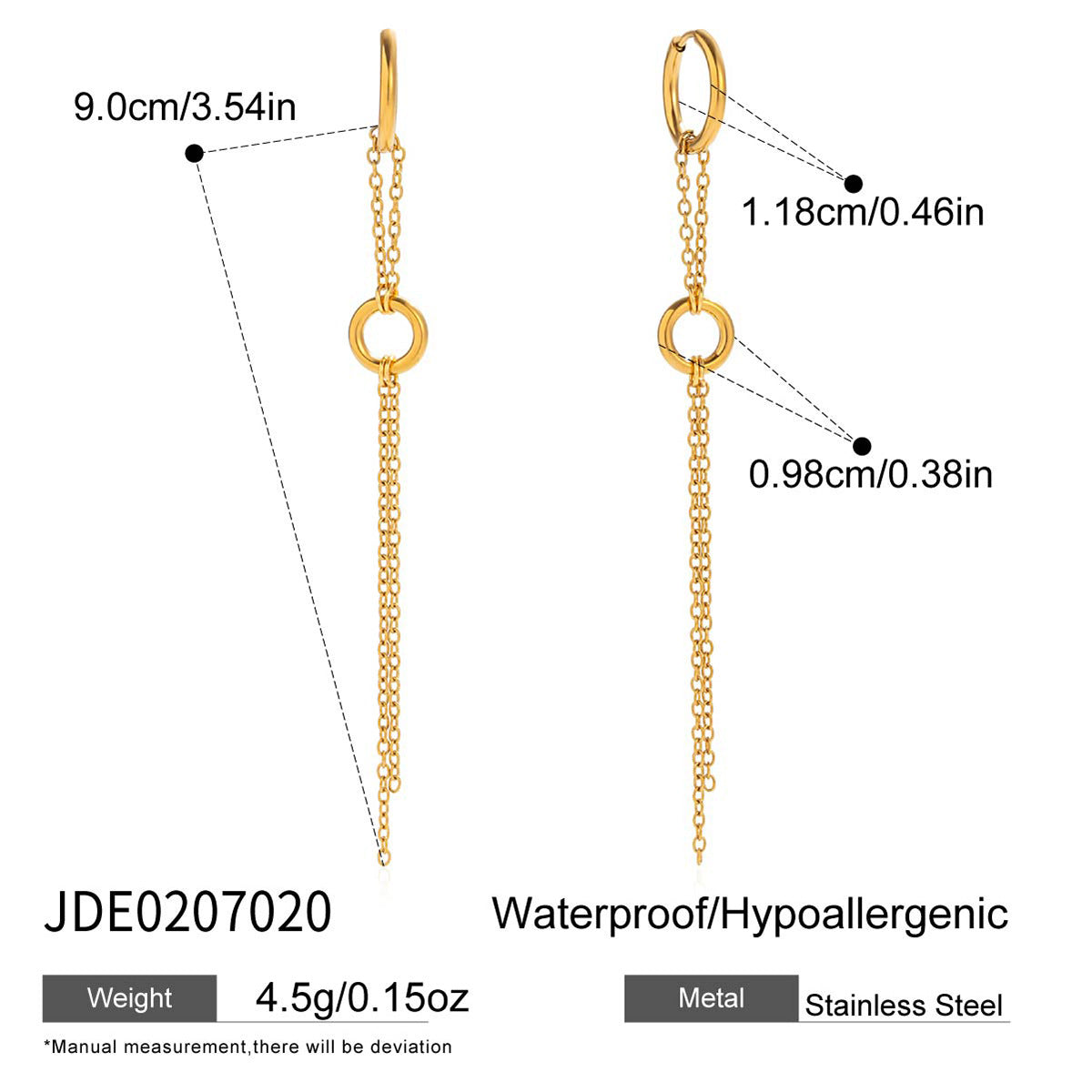 Gold Hoop Tassel CZ Dangle Earrings - Minimalist Long Chain Statement Jewelry for Women