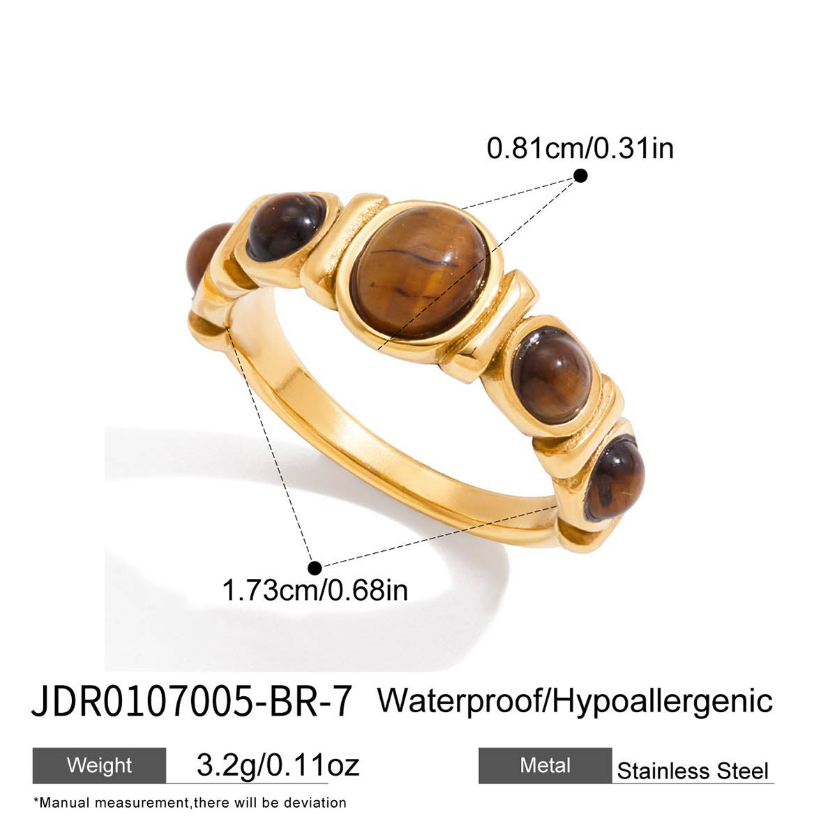 Tiger Eye Gold Ring Set - Multi-Style Boho Statement Rings for Women
