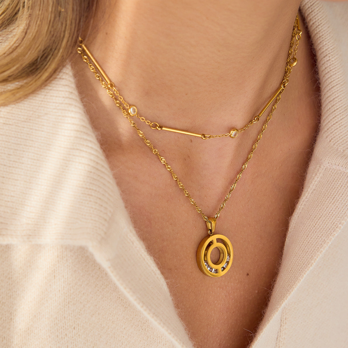 Gold Geometric Pendant Necklace Set - Minimalist Multi-Style Dainty Necklaces for Women