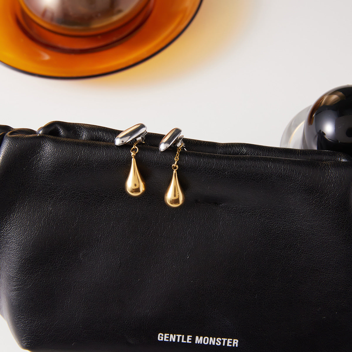 Two-Tone Silver Gold Teardrop Dangle Earrings - Minimalist Statement Jewelry for Women