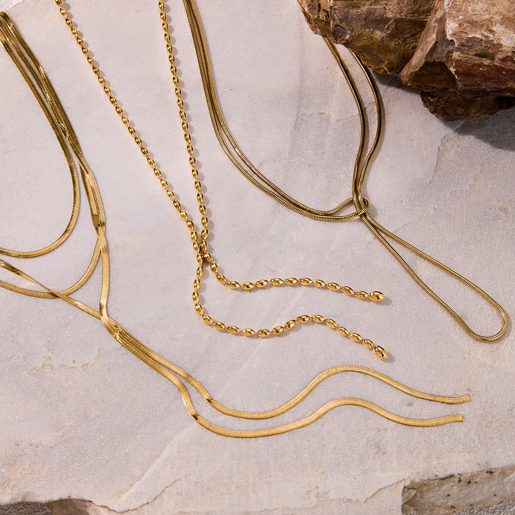 Layered Gold Statement Necklaces Set - Y2K Inspired Dainty Chains with Heart, Teardrop & Geometric Pendants for Trendy Women's Fashion