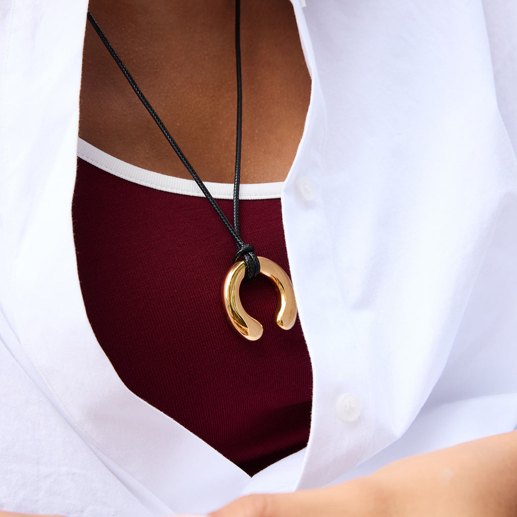 Gold/Silver Irregular Pendant Leather Cord Necklace Set - Heart/Ring Minimalist Statement Jewelry for Women