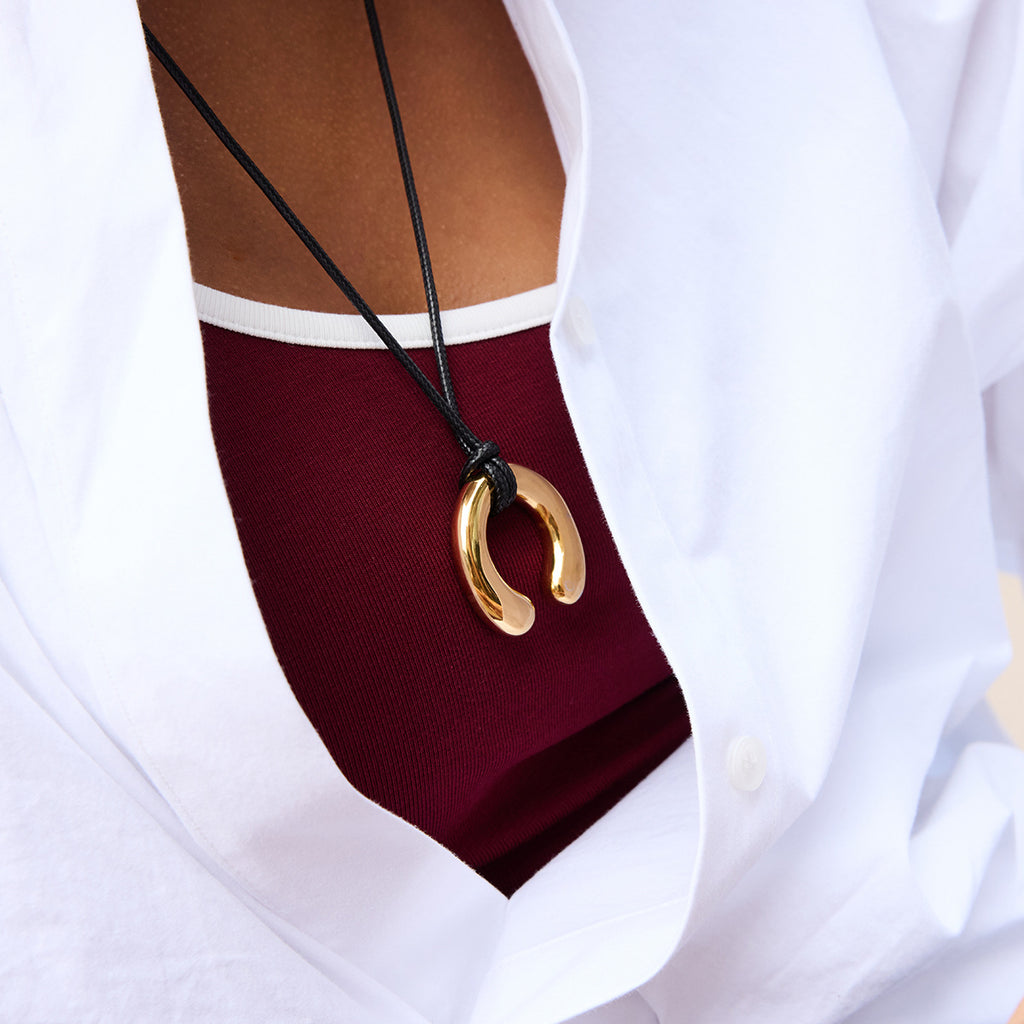 Gold/Silver Irregular Pendant Leather Cord Necklace Set - Heart/Ring Minimalist Statement Jewelry for Women