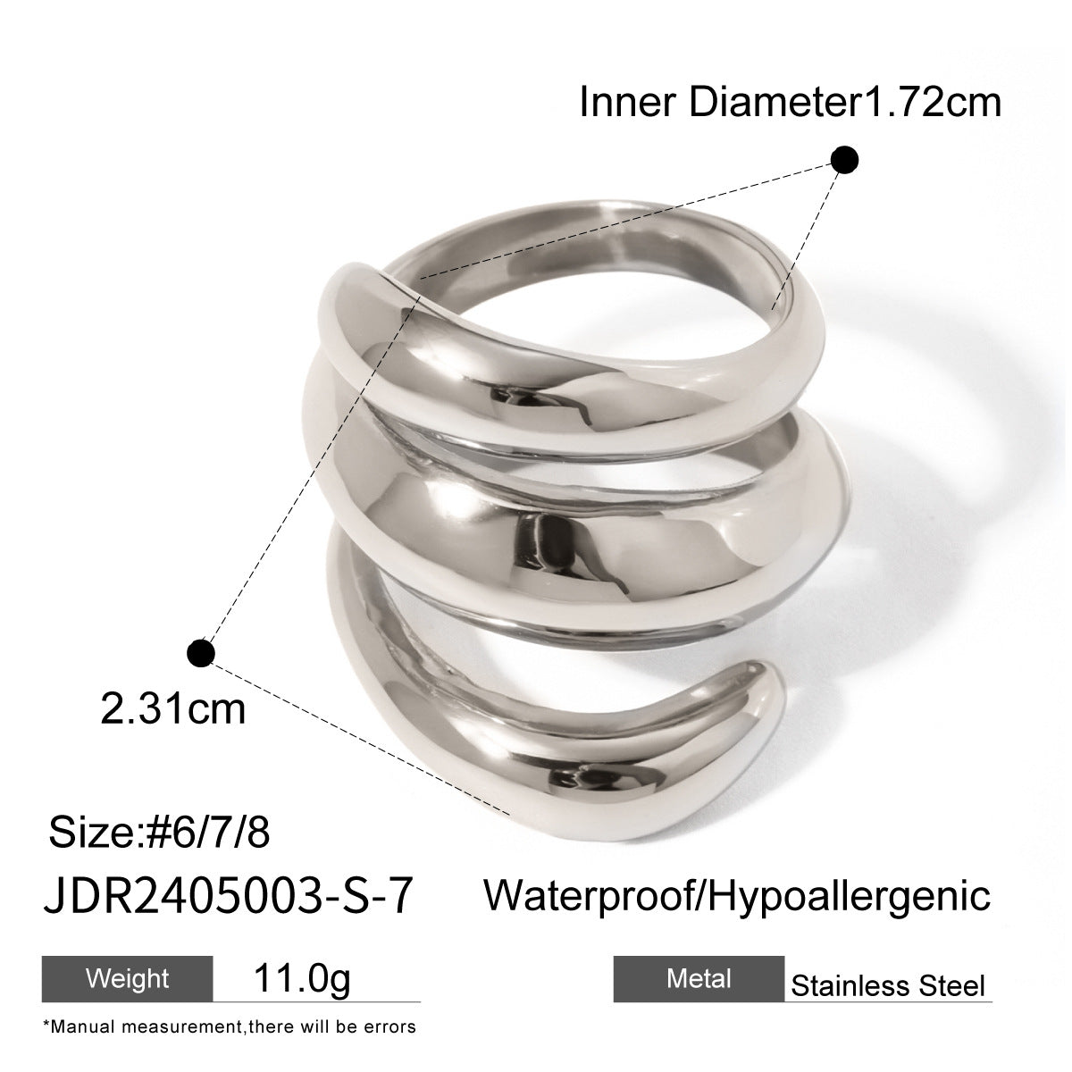 Sleek Silver Geometric Ring - Premium Titanium Steel Minimalist Statement Piece