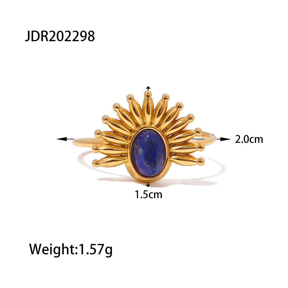 Lapis Lazuli Evil Eye Gold Ring Set - Multi-Style Boho Protective Statement Rings for Women
