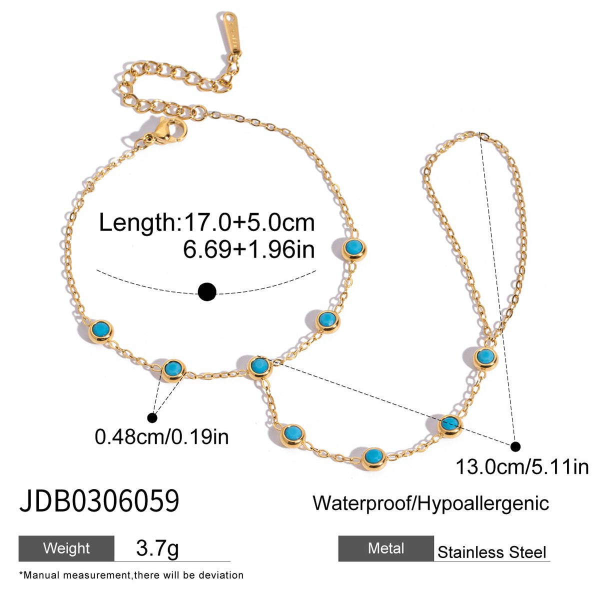 Turquoise & Gold Layered Boho Jewelry Set - Multi-Strand Bracelets (Chain/Beaded) & Statement Rings | Summer Casual Accessories for Women