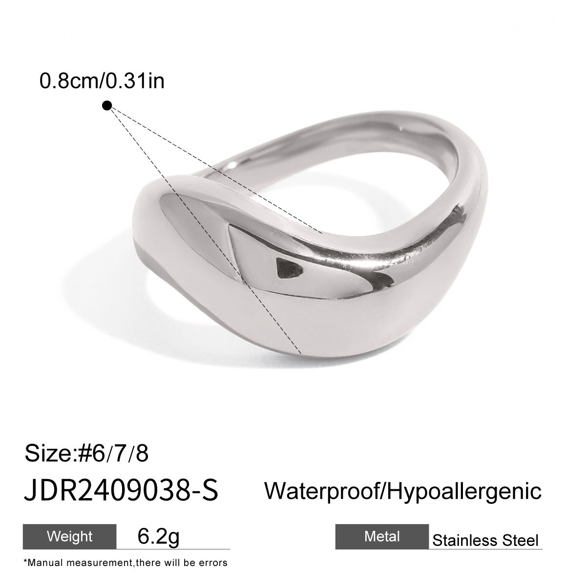 Sleek Silver Geometric Ring - Premium Titanium Steel Minimalist Statement Piece