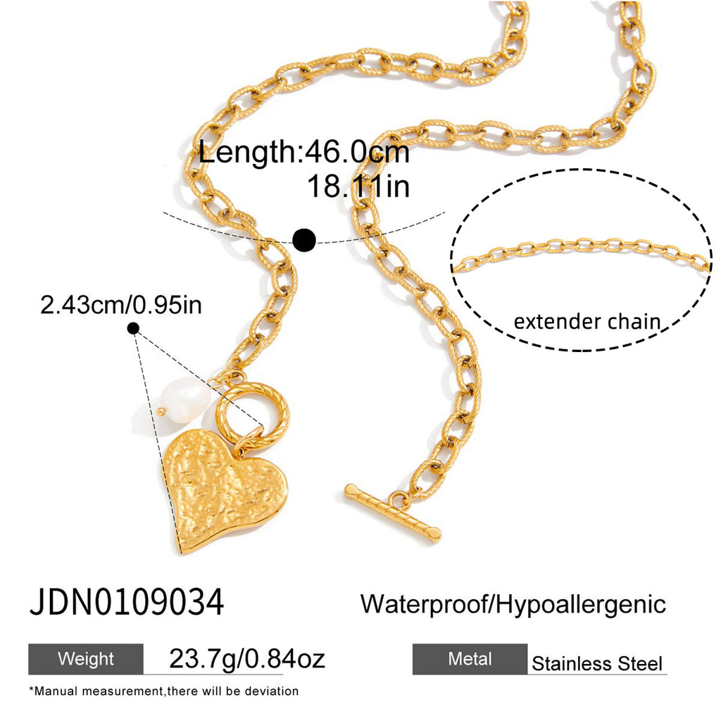 Gold Multi-Style Heart Pendant Necklace Set - CZ Gem Pearl Chain Statement Jewelry for Women