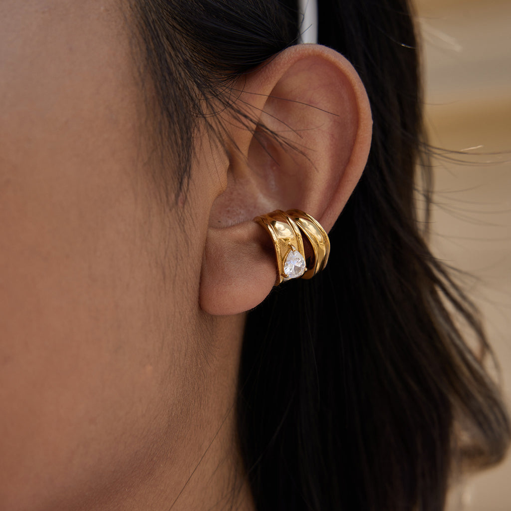 Gold Multi-Style Stackable Hoop Earring Set - CZ-Accented Textured Statement Jewelry for Women