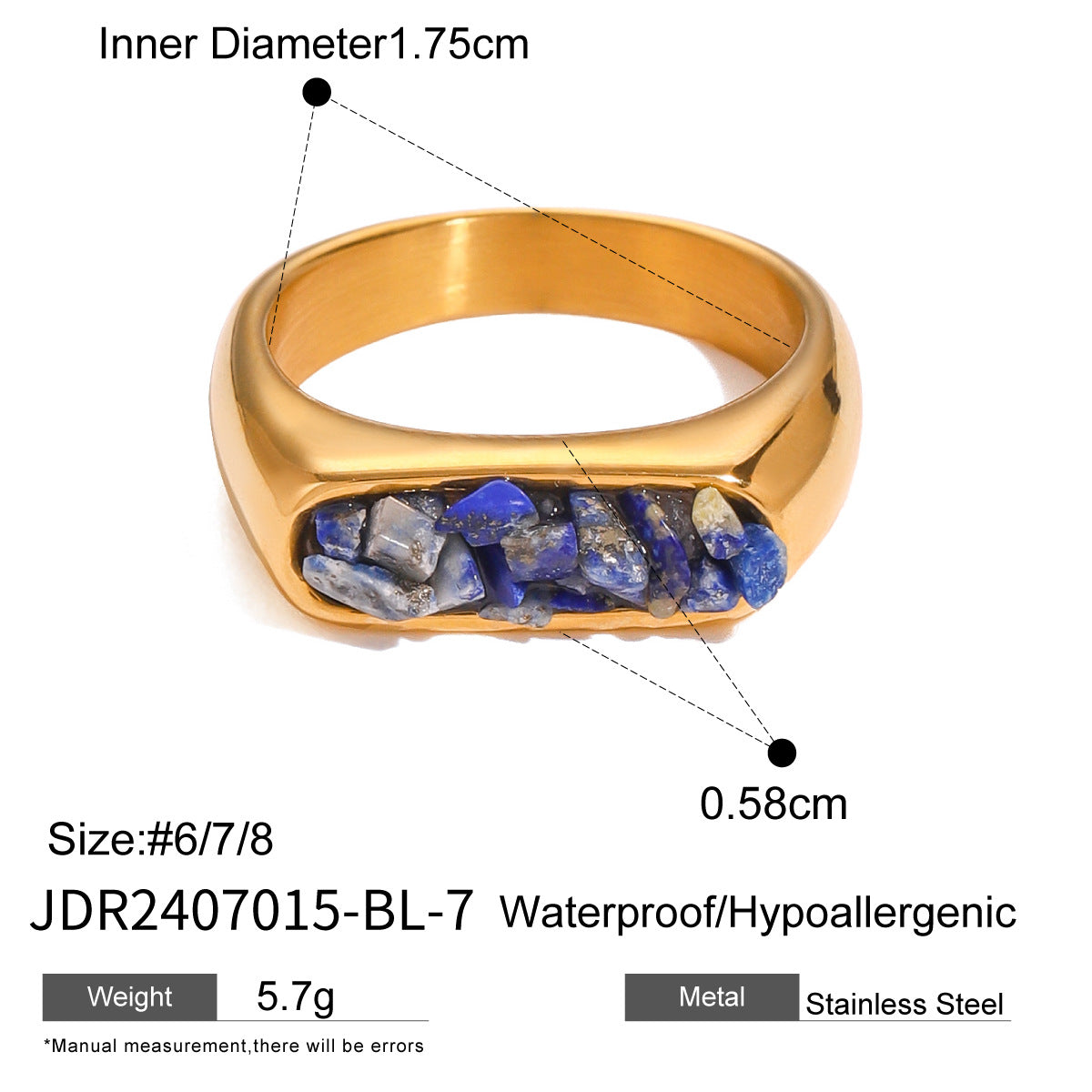 Lapis Lazuli Evil Eye Gold Ring Set - Multi-Style Boho Protective Statement Rings for Women