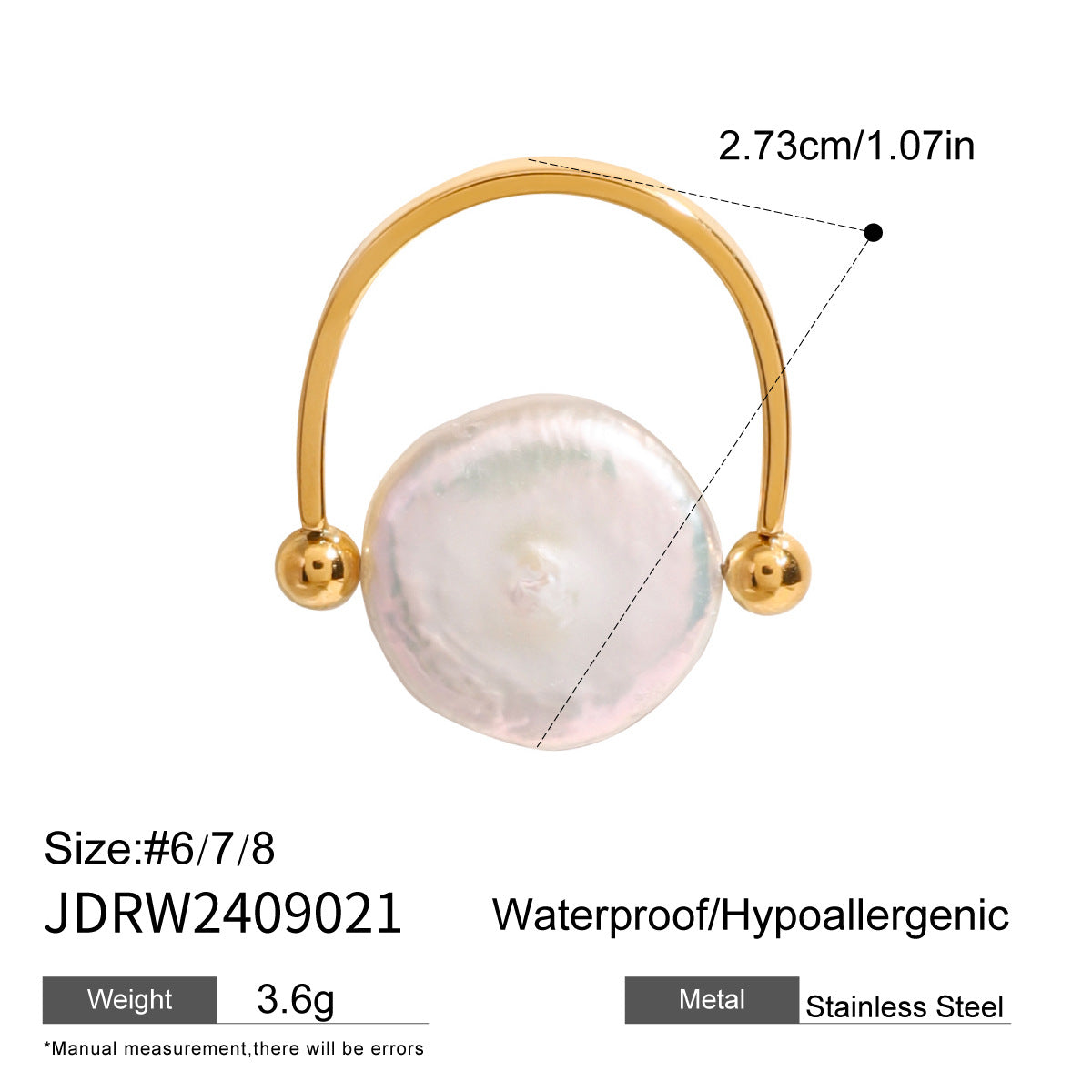 Gold Baroque Pearl Multi-Style Stackable Ring Set - Irregular Pearl (Open/Closed Band) Statement Jewelry for Women