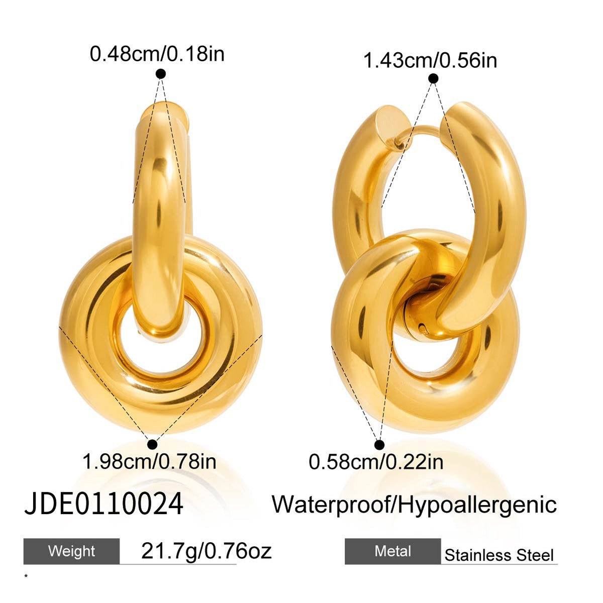 Gold Silver Interlocking Hoop Earrings - Minimalist Statement Jewelry for Women