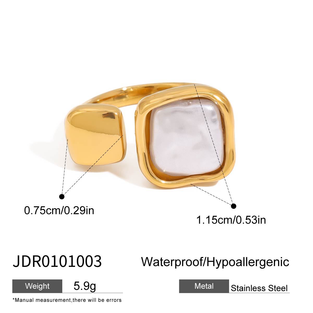 Gold Baroque Pearl Multi-Style Stackable Ring Set - Irregular Pearl (Open/Closed Band) Statement Jewelry for Women