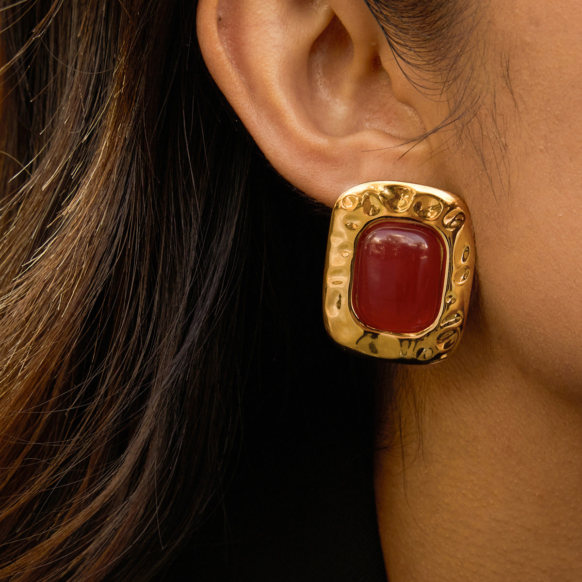 Vintage Gold & Resin Earring Set - Multi-Style Statement Earrings for Retro Fashion Enthusiasts