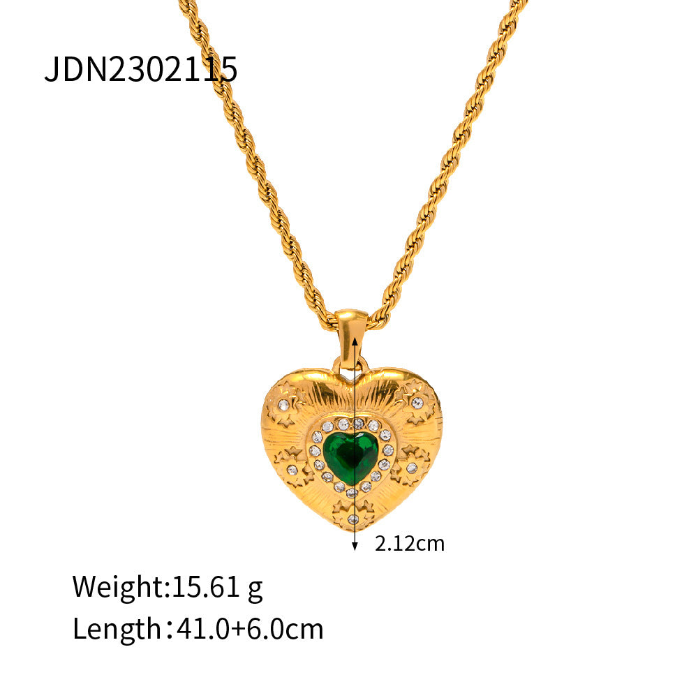 Gold Multi-Style Heart Pendant Necklace Set - CZ Gem Pearl Chain Statement Jewelry for Women