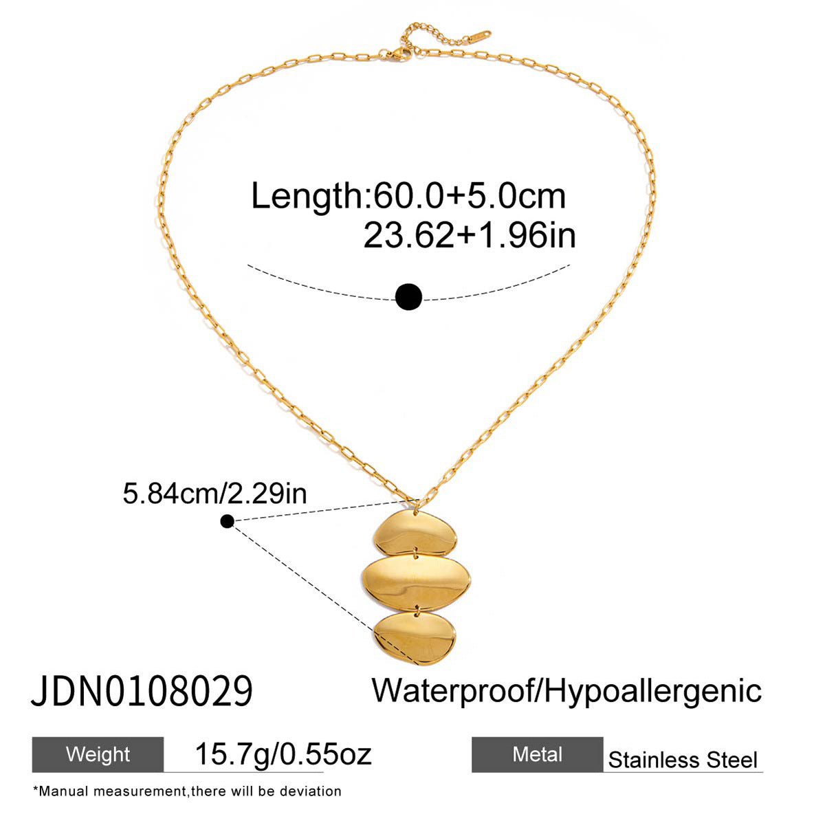 Gold Plated Three-Tiered Pebble-Shaped Drop Earrings - Bold Minimalist Statement Jewelry for Women