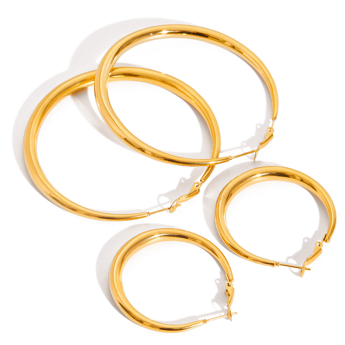 18K Gold-Plated Stainless Steel Double Oversized Hoop Earrings | Trendy INS-Style Statement Jewelry for Women | Bold Chic Oversized Hoop Earrings for Daily Wear & Party Outfits