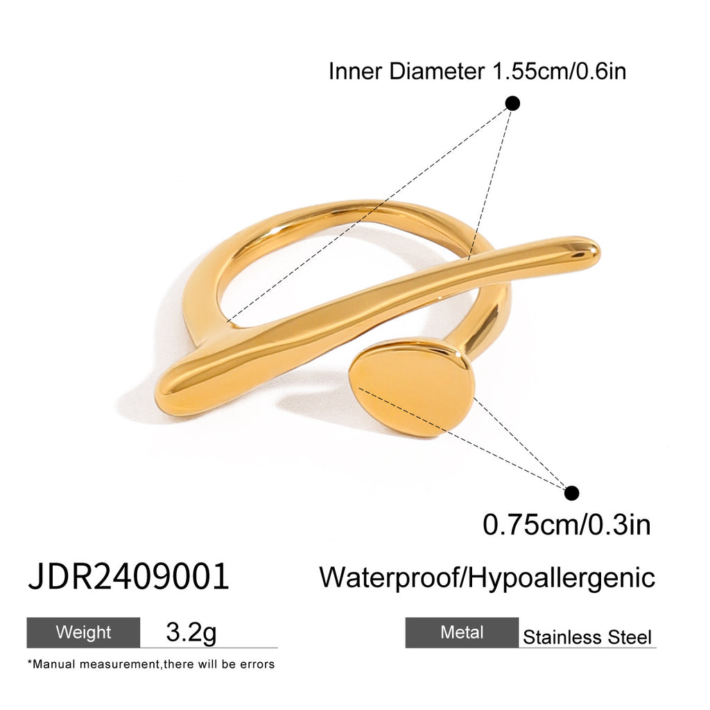 Minimalist Streamline Dot Open Rings Set - Gold/Silver Modern Sleek Statement Rings | Adjustable Daily Casual Jewelry for Women