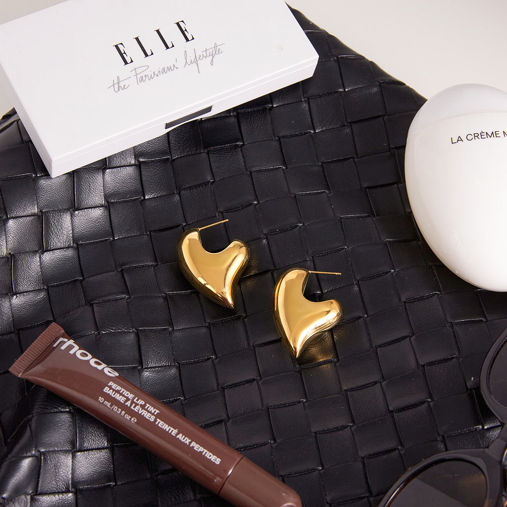 Gold Plated Bold Open Heart Statement Earrings - Sleek Sculpted Jewelry for Women