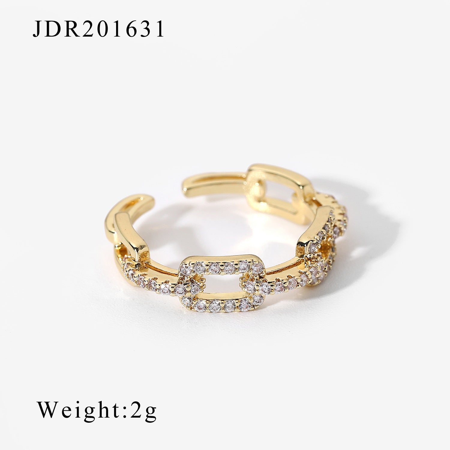 Gold CZ Chain Ring Set - Multi-Style Sparkly Stackable Rings for Women