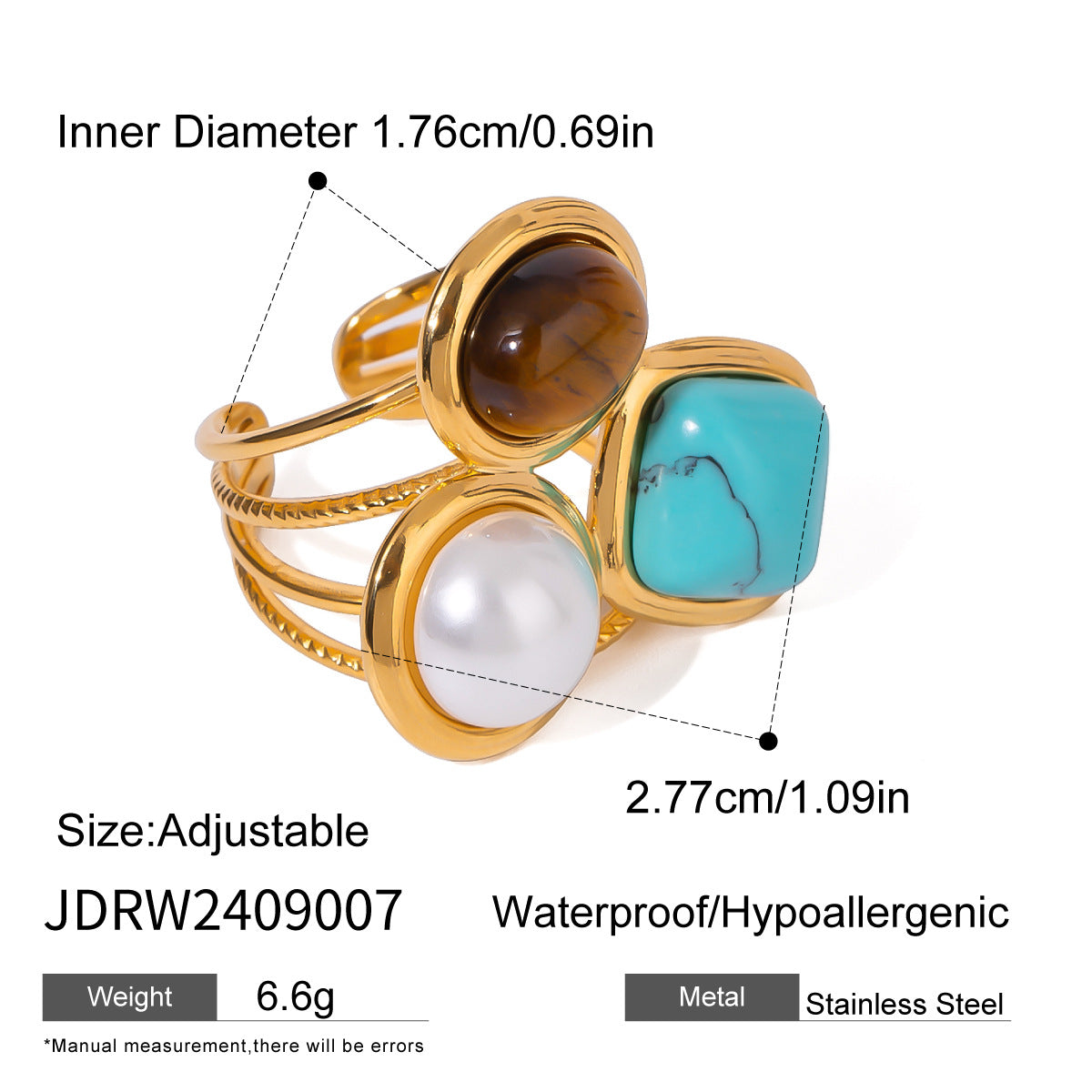 Tiger Eye Gold Ring Set - Multi-Style Boho Statement Rings for Women