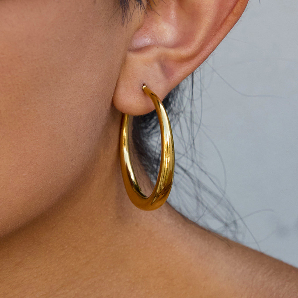 18K Gold-Plated Stainless Steel Double Oversized Hoop Earrings | Trendy INS-Style Statement Jewelry for Women | Bold Chic Oversized Hoop Earrings for Daily Wear & Party Outfits