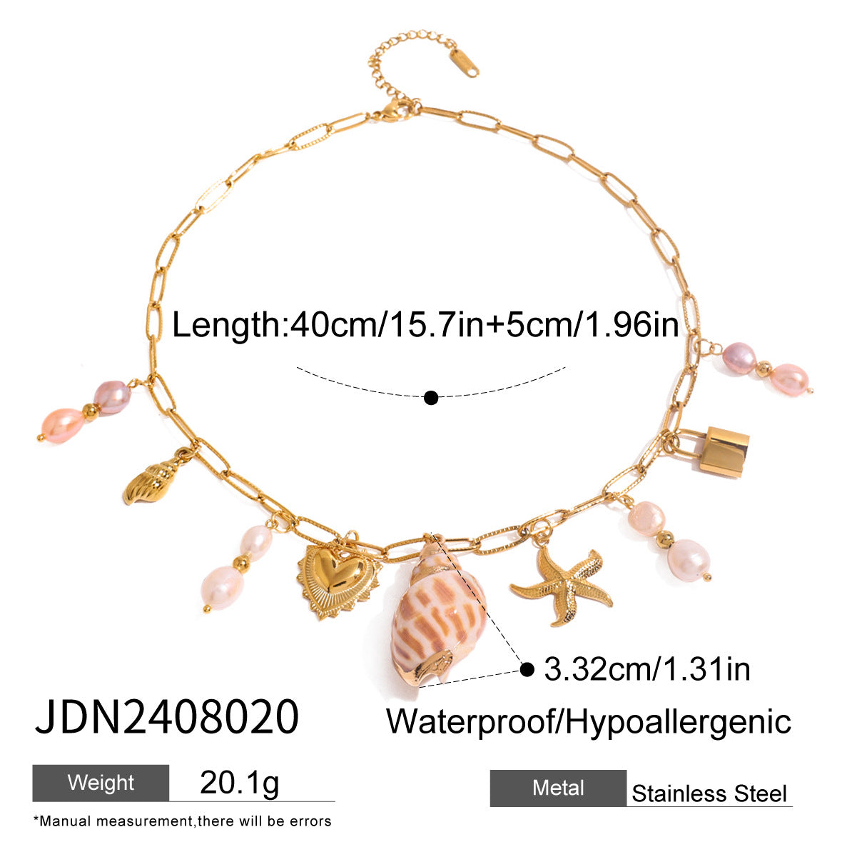 Gold Layered Ocean Theme Necklace Set - Shell/Starfish/Conch/Pearl Charms | Beach Nautical Statement Jewelry for Women