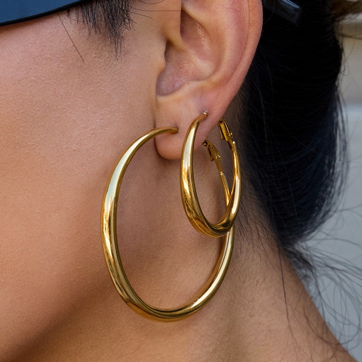 18K Gold-Plated Stainless Steel Double Oversized Hoop Earrings | Trendy INS-Style Statement Jewelry for Women | Bold Chic Oversized Hoop Earrings for Daily Wear & Party Outfits