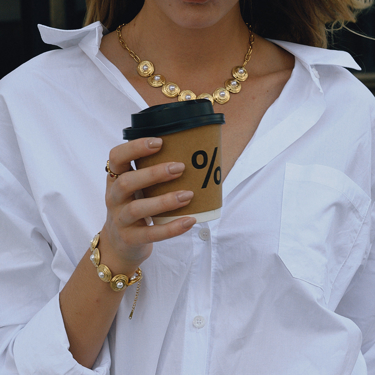 Gold Multi-Style Necklace Set - Pearl/Cross/Heart/Star Pendants (Snake/Curb Chain) Statement Jewelry for Women