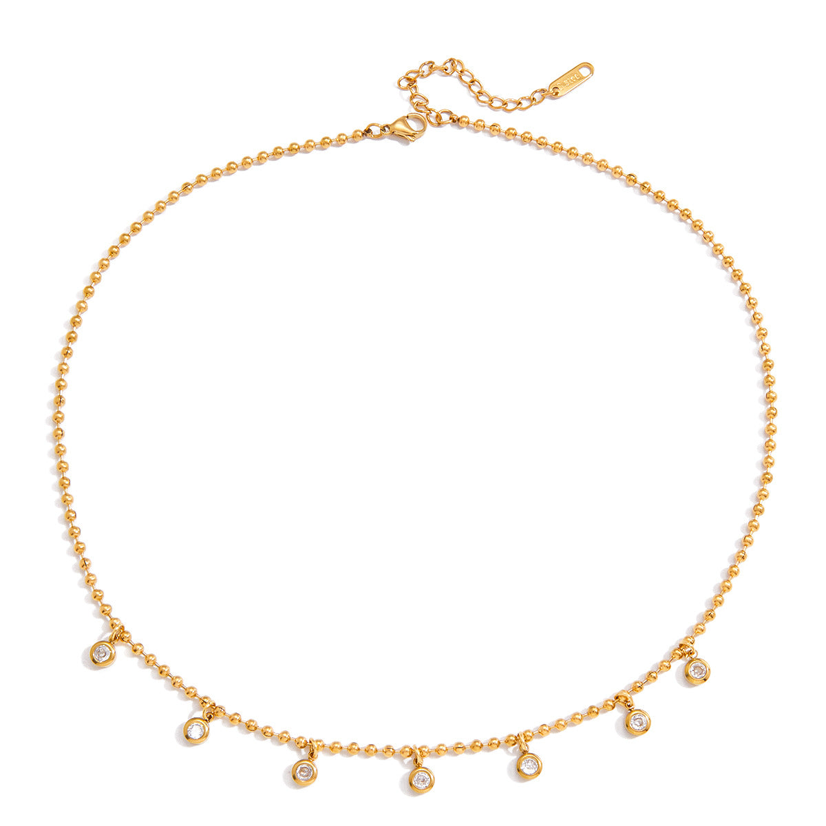 Gold Layered Beaded Chain Necklace Set - CZ Teardrop & Round Pendant Statement Jewelry for Women