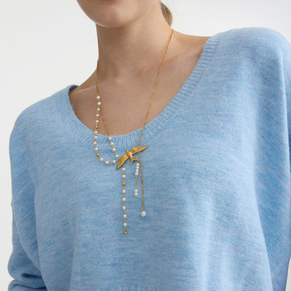 Gold Multi-Style Necklace Set - Pearl/Cross/Heart/Star Pendants (Snake/Curb Chain) Statement Jewelry for Women