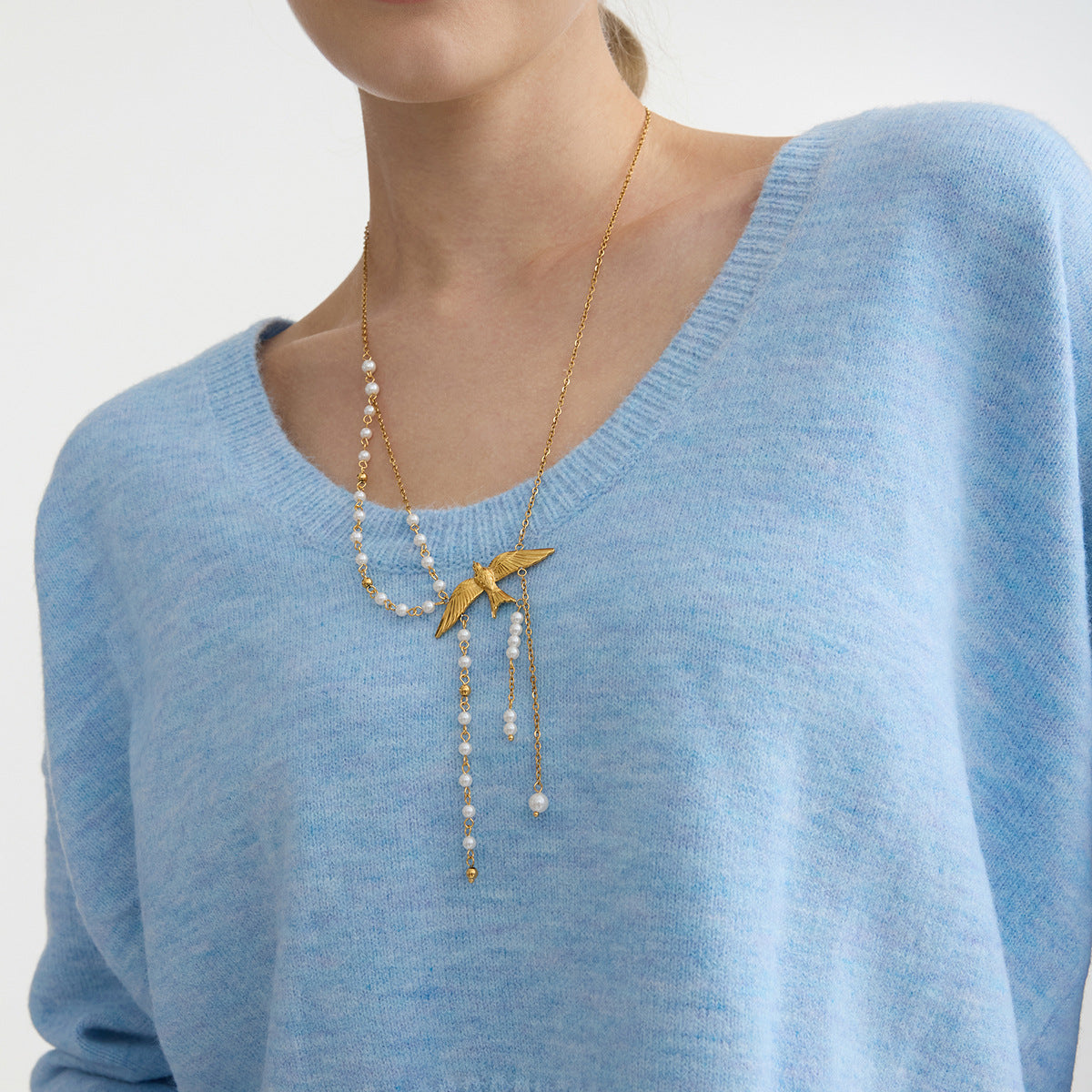 Gold Multi-Style Necklace Set - Pearl/Cross/Heart/Star Pendants (Snake/Curb Chain) Statement Jewelry for Women