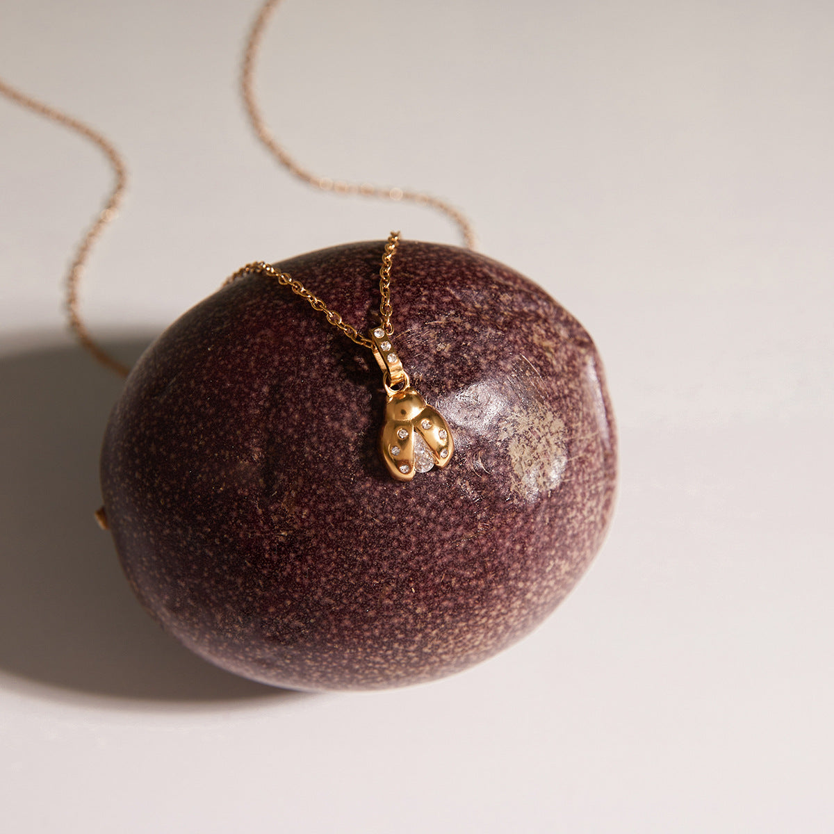 Gold Layered Insect Pendant Necklace Set - CZ Ladybug Dragonfly Statement Jewelry for Women