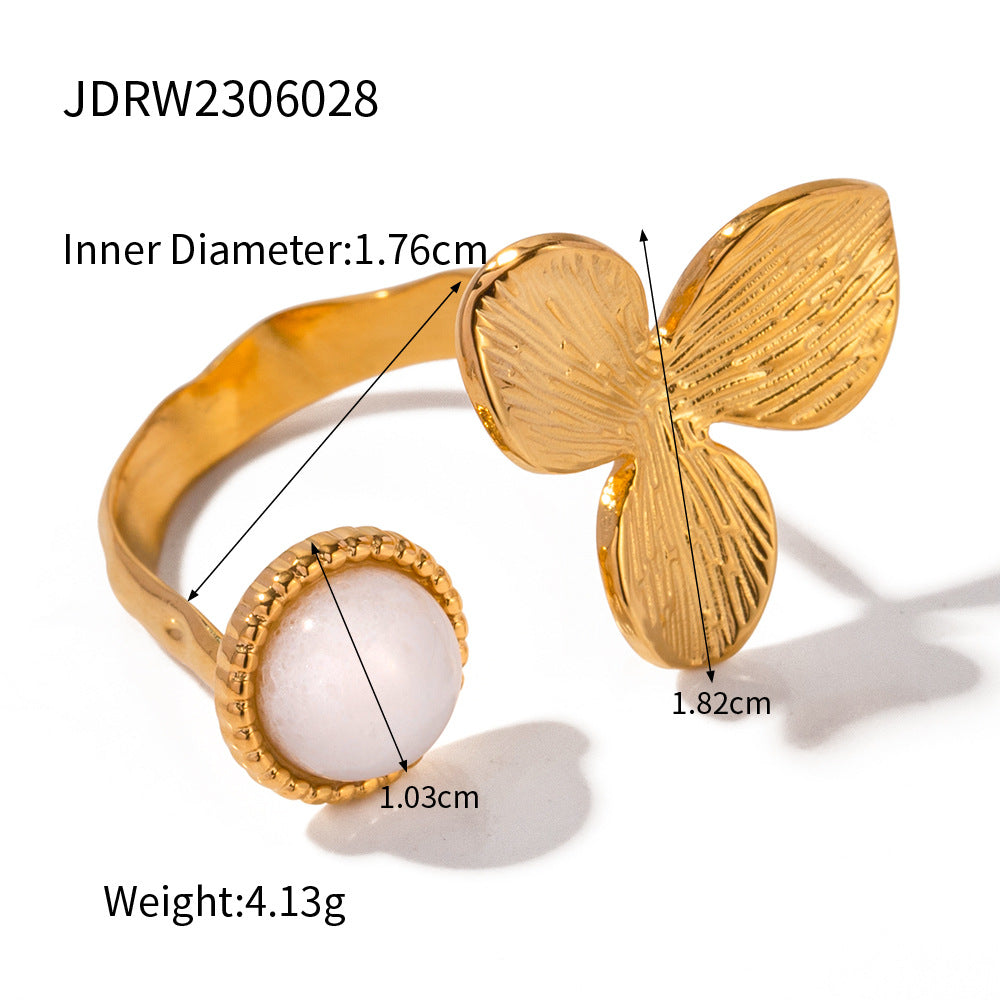 Chunky Gold Ring Set - Stackable Statement Rings with Textured & Crystal-Embellished Designs for Women