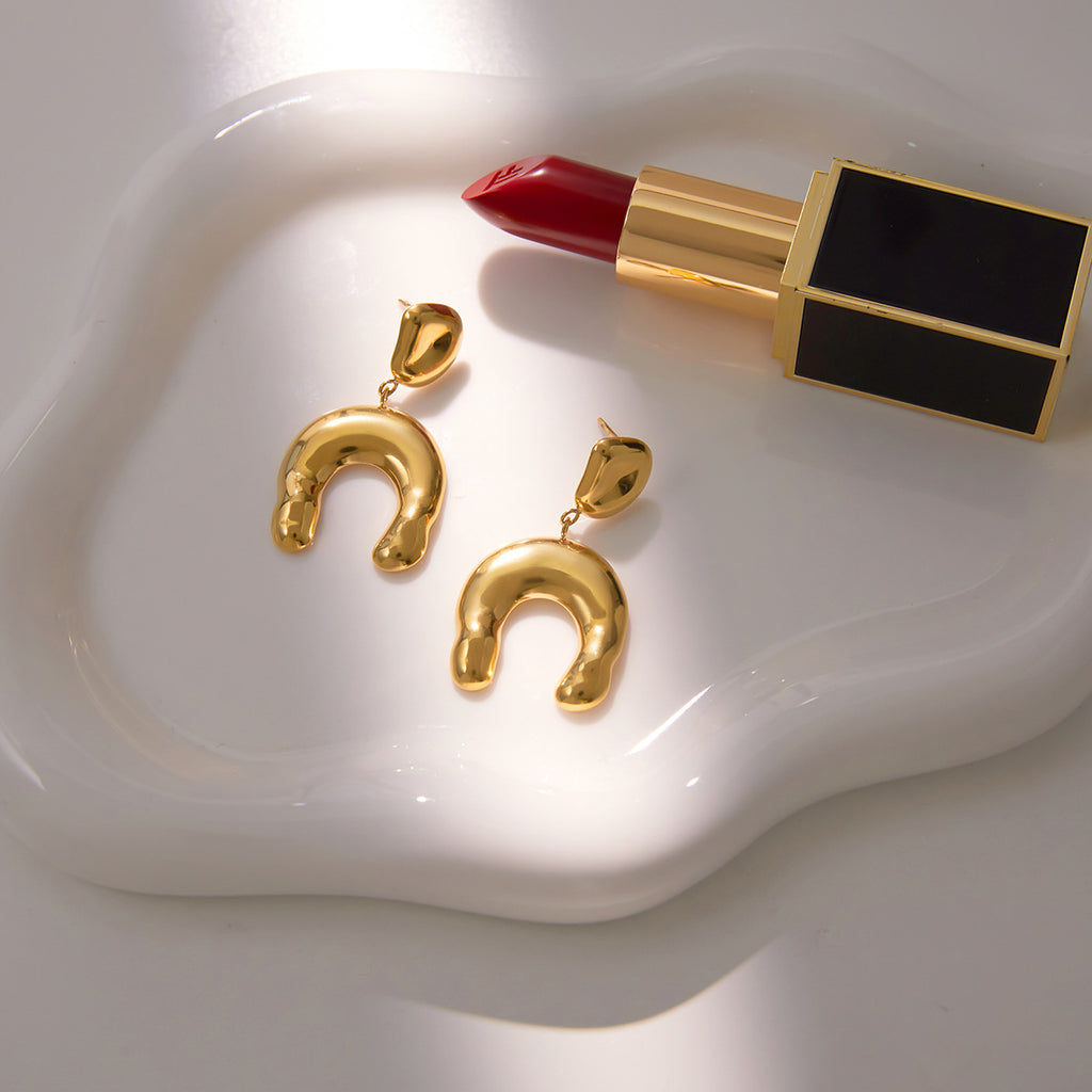 Artistic Gold Statement Earrings - Bold Geometric Dangle Jewelry for Women