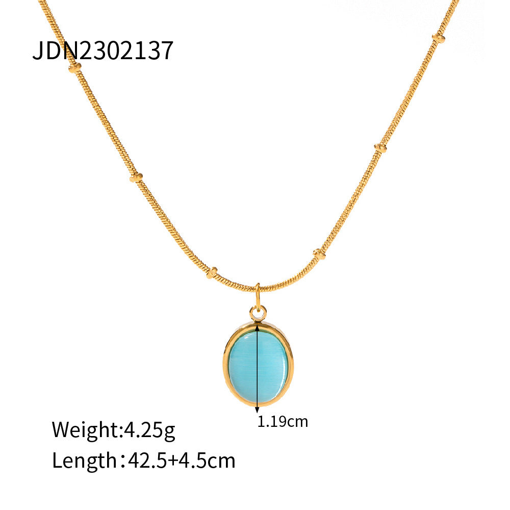 Gold Layered Turquoise Pendant Necklace Set - Heart/Circle/Square Gem Statement Jewelry for Women