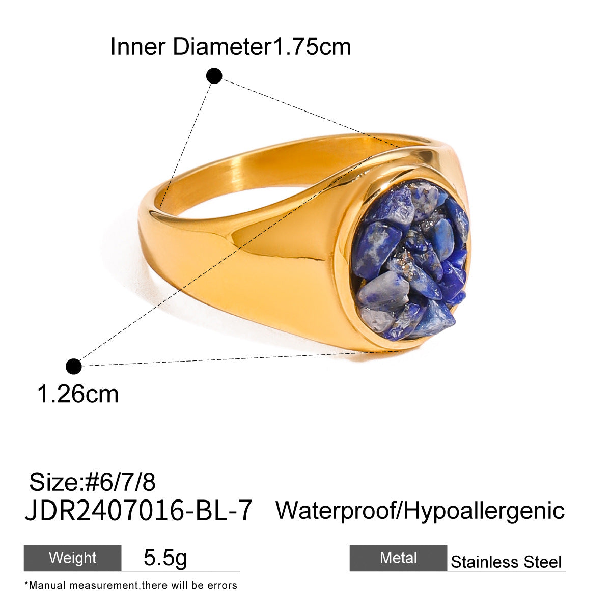 Lapis Lazuli Evil Eye Gold Ring Set - Multi-Style Boho Protective Statement Rings for Women