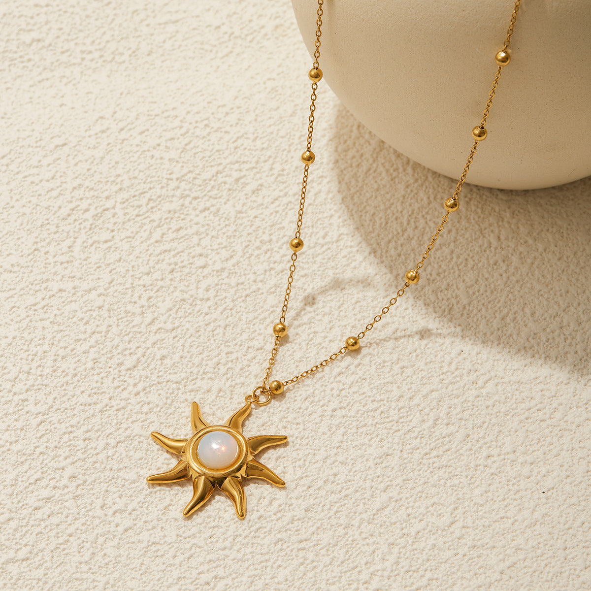 Gold Layered Celestial Necklace Set - Opal Sun/Star/Moon Charms Statement Jewelry for Women