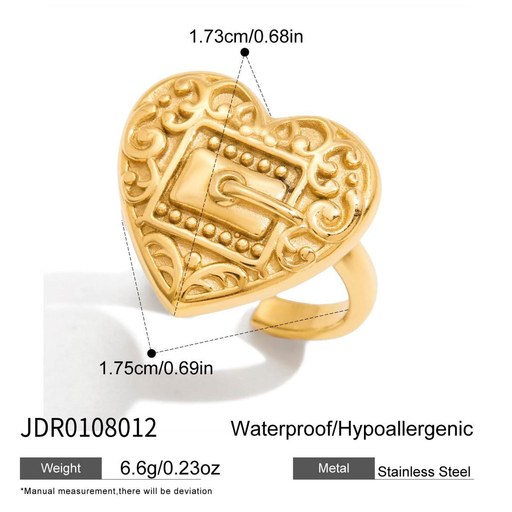 Vintage Artistic Gold Ring Set - Multi-Style Statement Rings with Gemstone & Textured Designs for Women