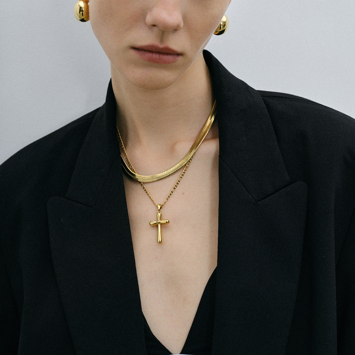 Gold Multi-Style Necklace Set - Pearl/Cross/Heart/Star Pendants (Snake/Curb Chain) Statement Jewelry for Women