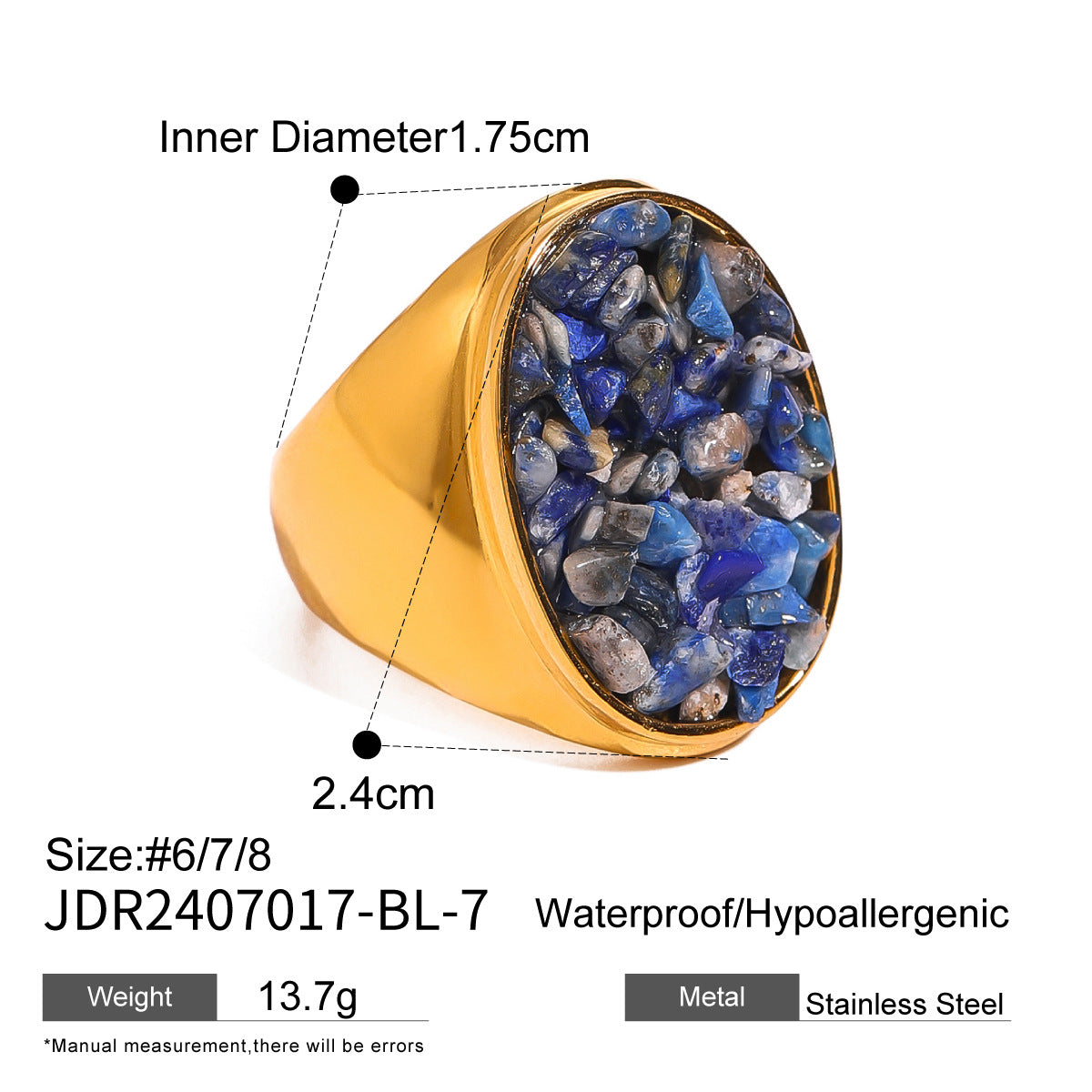 Lapis Lazuli Evil Eye Gold Ring Set - Multi-Style Boho Protective Statement Rings for Women