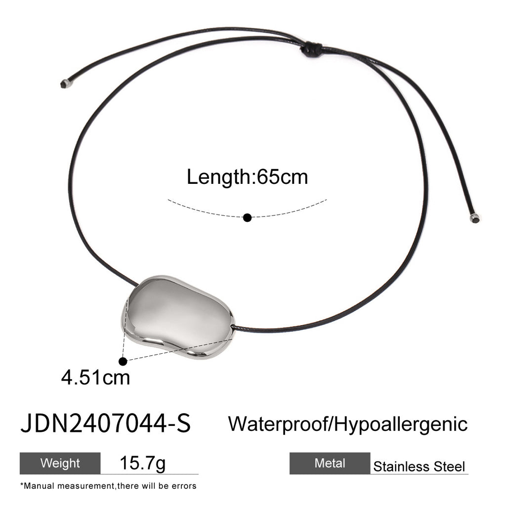 Gold/Silver Irregular Pendant Leather Cord Necklace Set - Heart/Ring Minimalist Statement Jewelry for Women