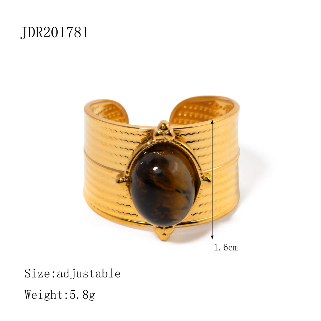 Tiger Eye Gold Ring Set - Multi-Style Boho Statement Rings for Women