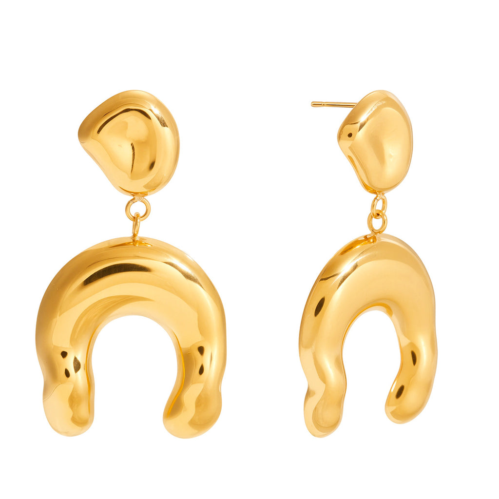 Artistic Gold Statement Earrings - Bold Geometric Dangle Jewelry for Women