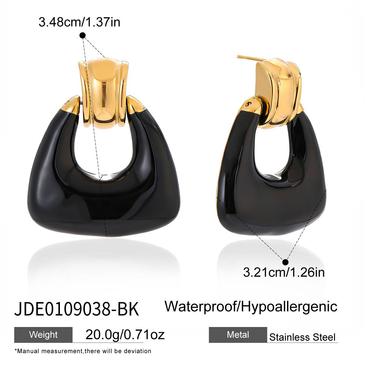 Gold Plated Geometric Statement Earrings - Black White Resin Vintage Bold Jewelry for Women