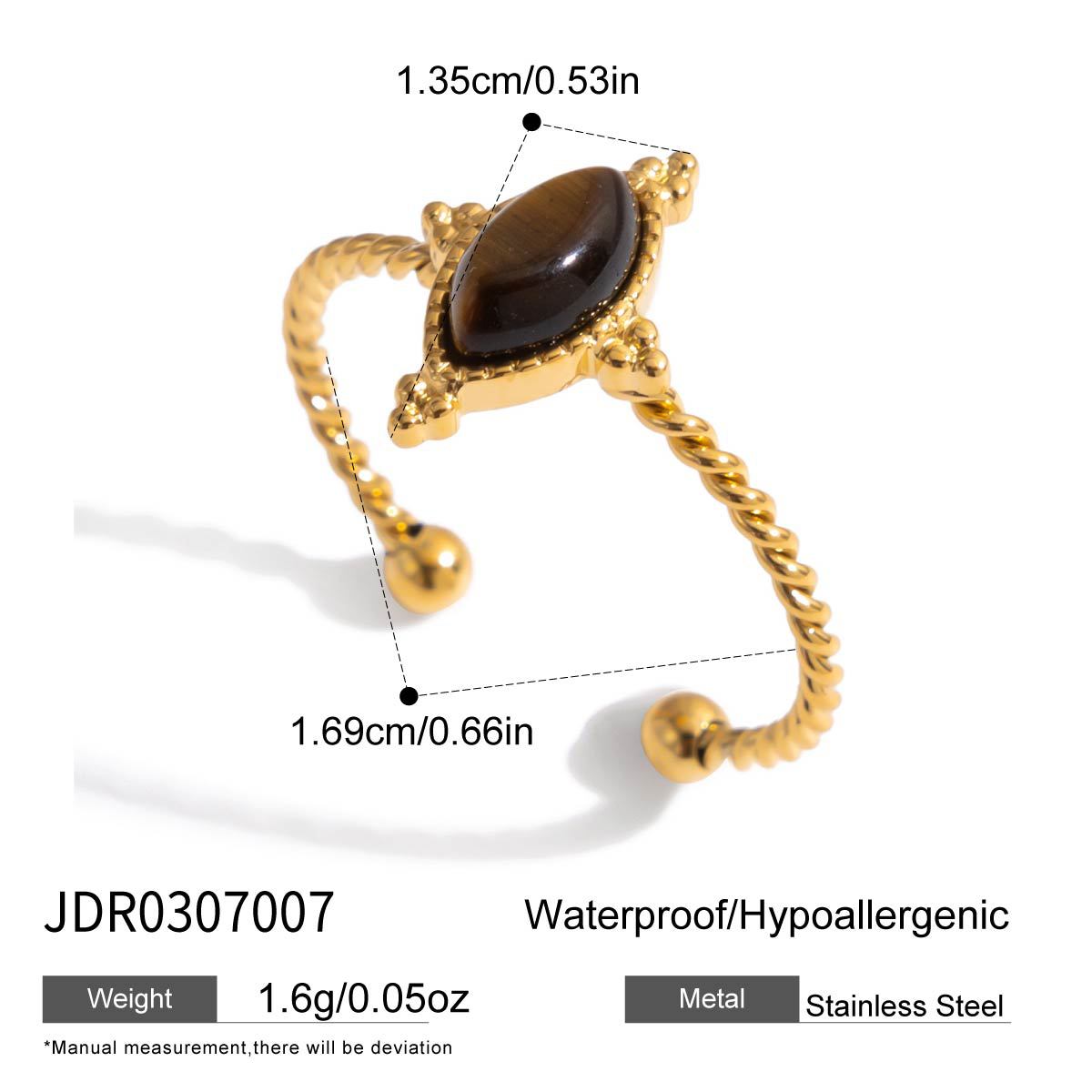 Tiger Eye Gold Ring Set - Multi-Style Boho Statement Rings for Women