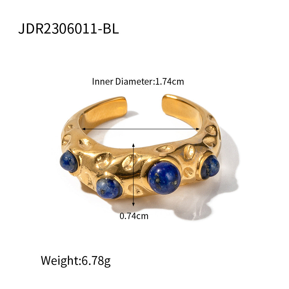 Lapis Lazuli Evil Eye Gold Ring Set - Multi-Style Boho Protective Statement Rings for Women