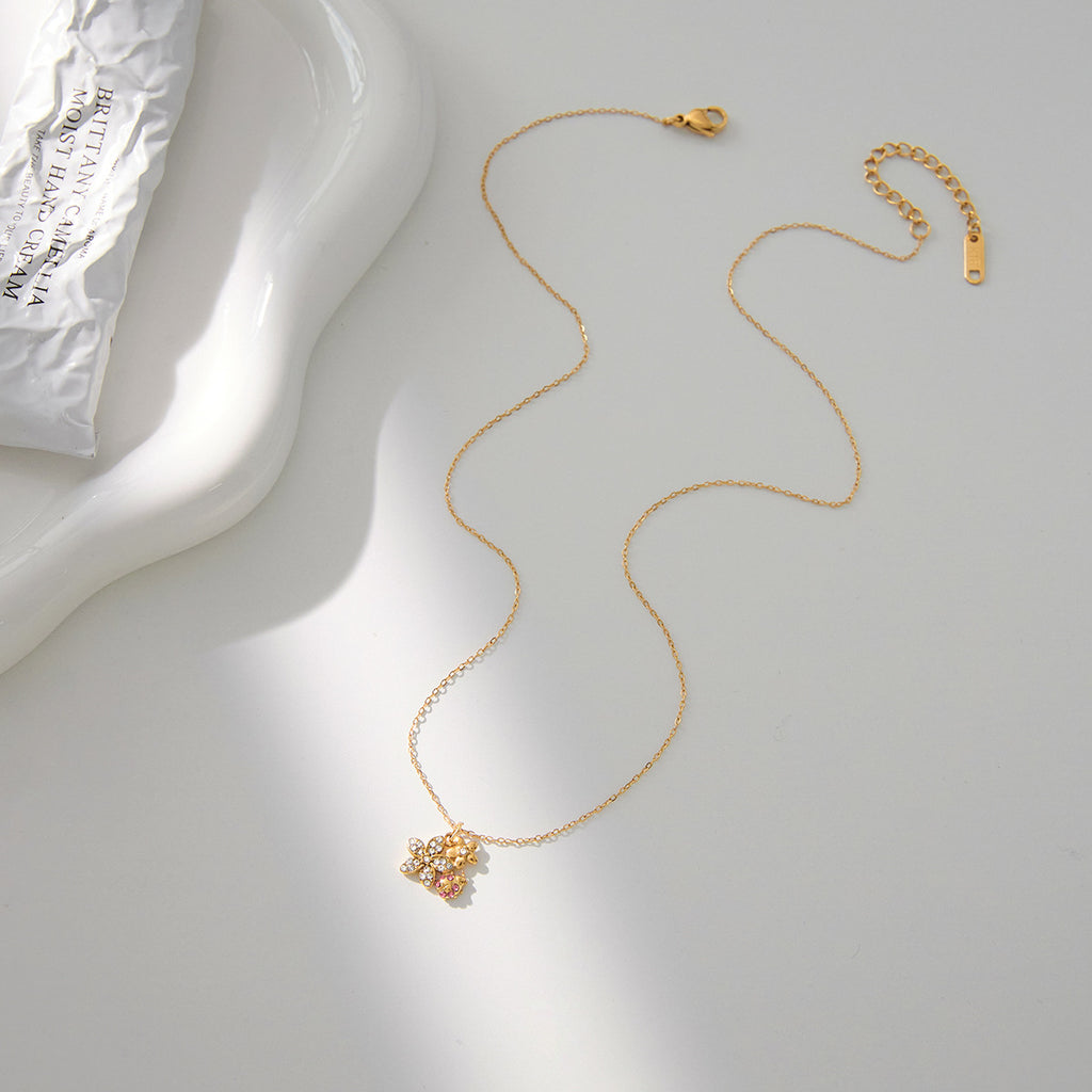 Gold Layered Insect Pendant Necklace Set - CZ Ladybug Dragonfly Statement Jewelry for Women