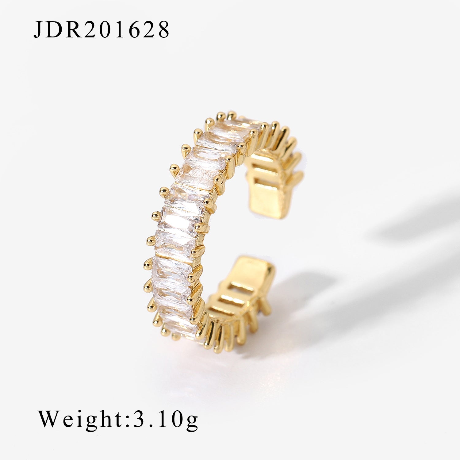 Gold CZ Chain Ring Set - Multi-Style Sparkly Stackable Rings for Women
